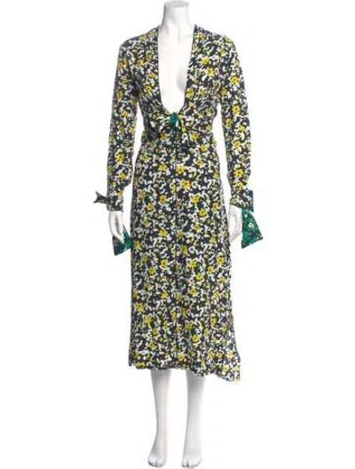 Pre-owned Proenza Schouler Floral Print Long Dress In Multi