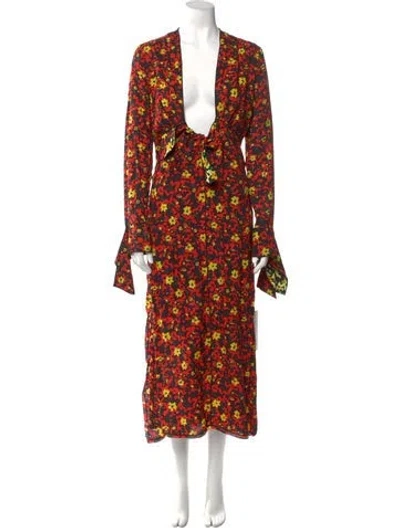 Pre-owned Proenza Schouler Floral Print Long Dress In Multi