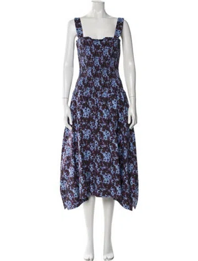 Pre-owned Proenza Schouler Floral Print Midi Length Dress In Blue