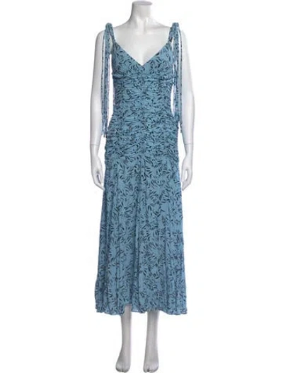Pre-owned Proenza Schouler Floral Print Midi Length Dress In Blue