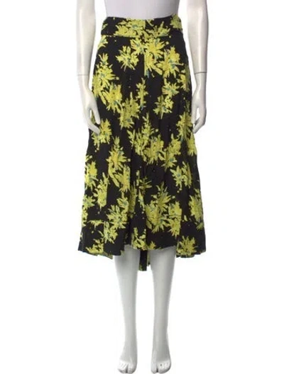 Pre-owned Proenza Schouler Floral Print Midi Length Skirt In Black