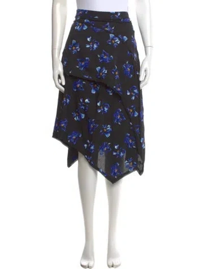 Pre-owned Proenza Schouler Floral Print Midi Length Skirt In Black