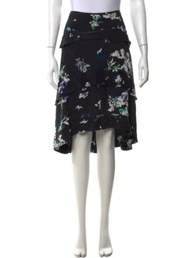 Pre-owned Proenza Schouler Floral Print Midi Length Skirt In Black