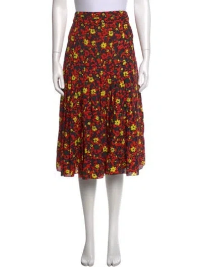 Pre-owned Proenza Schouler Floral Print Midi Length Skirt In Black