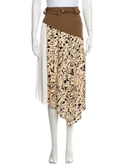 Pre-owned Proenza Schouler Floral Print Midi Length Skirt In Brown