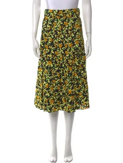 Pre-owned Proenza Schouler Floral Print Midi Length Skirt W/ Tags In Black