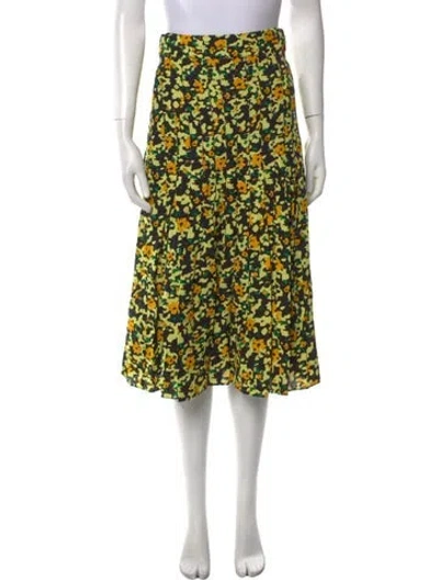 Pre-owned Proenza Schouler Floral Print Midi Length Skirt W/ Tags In Yellow