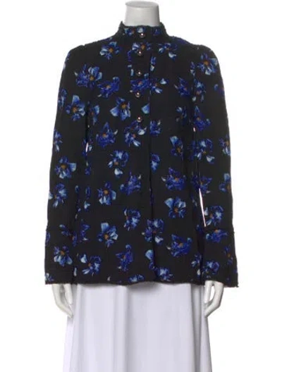 Pre-owned Proenza Schouler Floral Print Mini Dress In Black