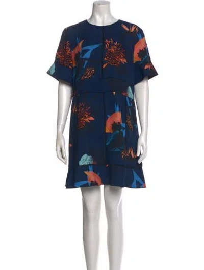 Pre-owned Proenza Schouler Floral Print Mini Dress In Blue