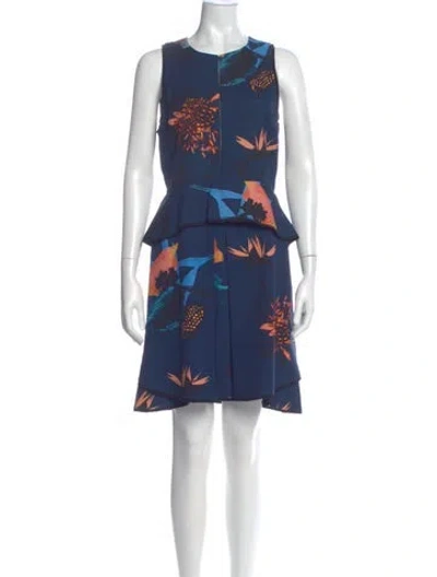 Pre-owned Proenza Schouler Floral Print Mini Dress In Blue