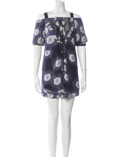 Pre-owned Proenza Schouler Floral Print Mini Dress In Gray