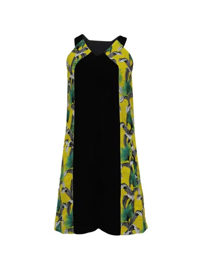 Pre-owned Proenza Schouler Floral-print V-neck Dress In Black