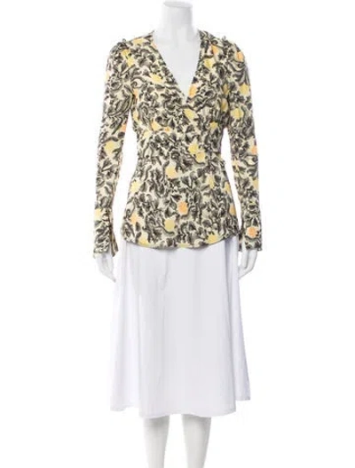 Pre-owned Proenza Schouler Floral Print V-neck Blouse In Yellow
