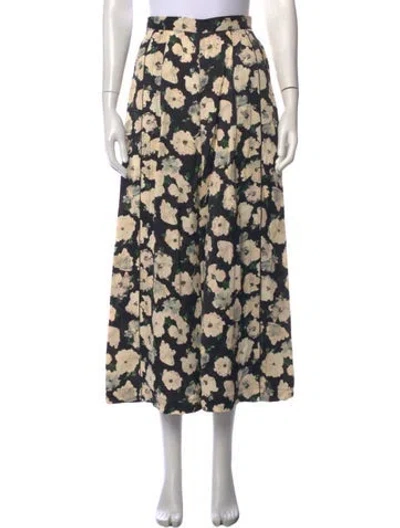 Pre-owned Proenza Schouler Floral Print Wide Leg Pants In Black