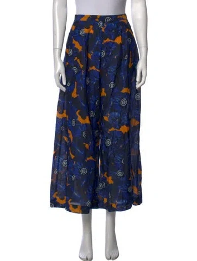 Pre-owned Proenza Schouler Floral Print Wide Leg Pants In Blue