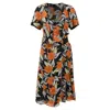 Proenza Schouler Floral Printed Wrap Midi Dress In Multicolor Viscose In Multi