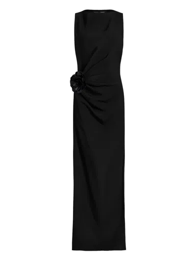 Proenza Schouler Flower-embellished Draped Dress In Black