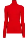 Proenza Schouler Fox Longline Logo Rib Turtleneck Top In Red