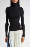 Proenza Schouler Fox Longline Logo Rib Turtleneck Top In Black