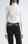 Proenza Schouler Fox Longline Logo Rib Turtleneck Top In White