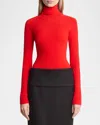 Proenza Schouler Fox Longline Logo Rib Turtleneck Top In Red