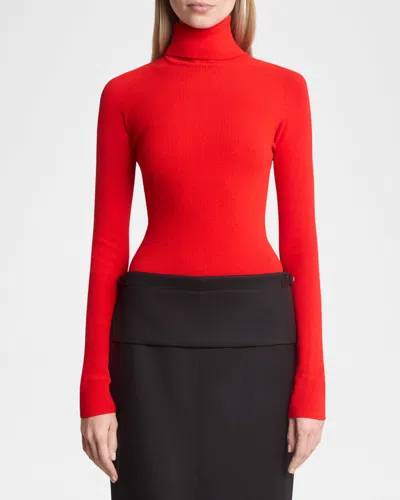 PROENZA SCHOULER FOX RIB-KNIT MATTE VISCOSE TURTLENECK TOP