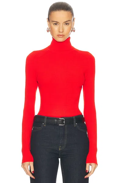Proenza Schouler Fox Longline Logo Rib Turtleneck Top In Red