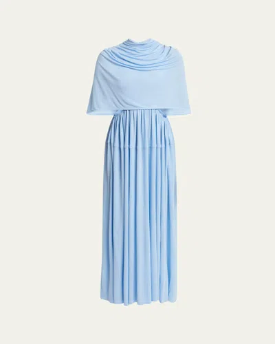 Proenza Schouler Frankie Cape Matte Jersey Dress In Sky