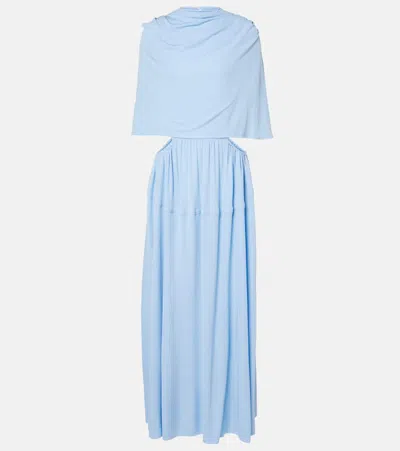 Proenza Schouler Frankie Caped Jersey Maxi Dress In Blue
