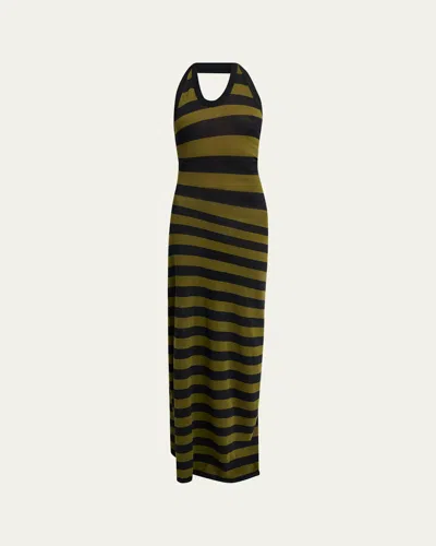 Proenza Schouler Frann Striped Cotton Long Halter Dress In Multi