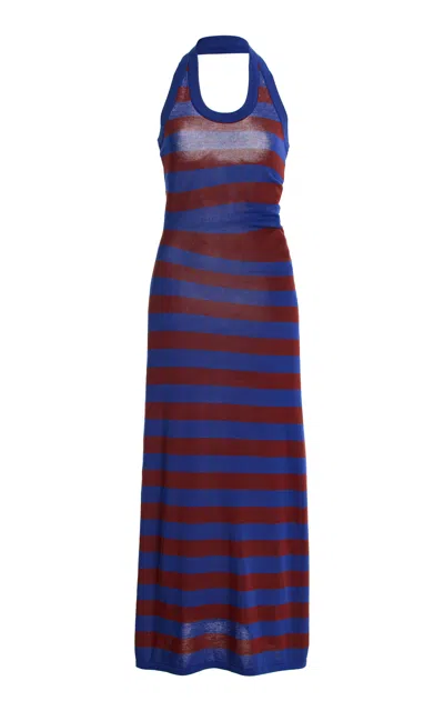 Proenza Schouler Frann Striped Cotton Maxi Dress In Multi