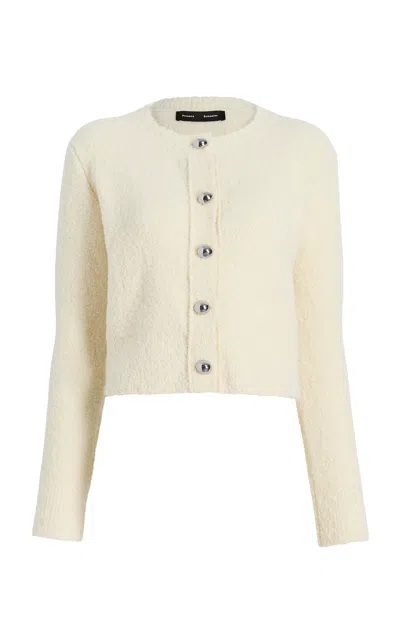 Proenza Schouler Frida Wool Boucle Cardigan In White