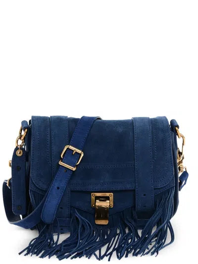 Proenza Schouler Fringe Suede Crossbody Bag In Blue