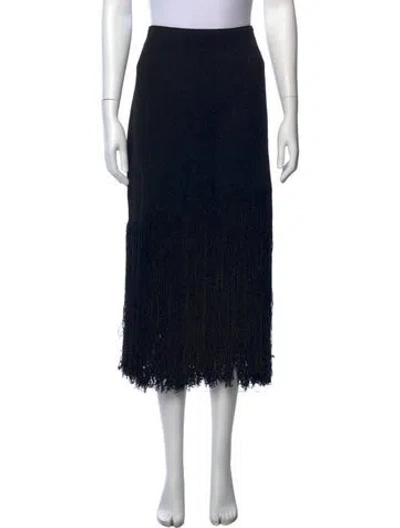 Pre-owned Proenza Schouler Fringe Trim Accent Midi Length Skirt In Black