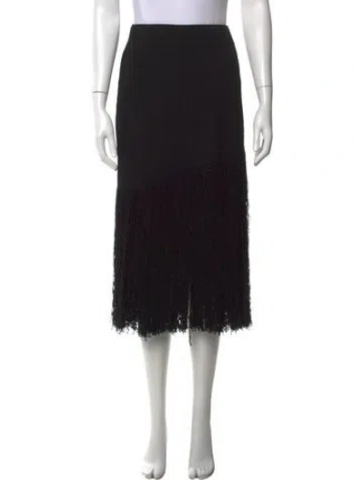 Pre-owned Proenza Schouler Fringe Trim Accent Midi Length Skirt In Black