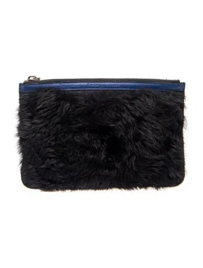 Pre-owned Proenza Schouler Fur Clutch In Blue