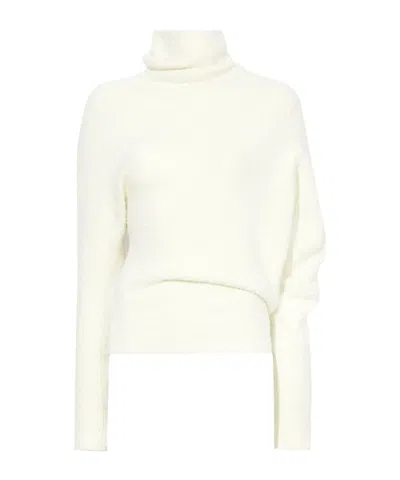 Proenza Schouler Fuzzy Boucle Asymmetric High Neck Jumper In White