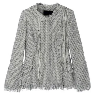Pre-owned Proenza Schouler Fw '15 Silver Tweed Jacket Size Us 0 Blazer Frayed Cotton Wool