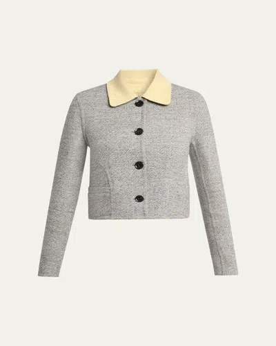 Proenza Schouler Gaelle Contrast-collar Tweed Single-breasted Jacket In Gray
