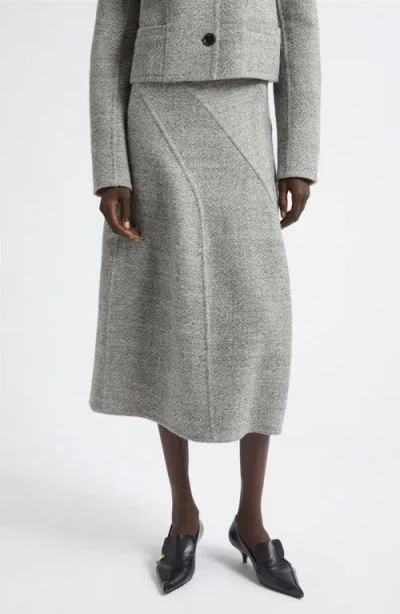 Proenza Schouler Gaelle Double Face Melange Midi Skirt In Tahini Multi