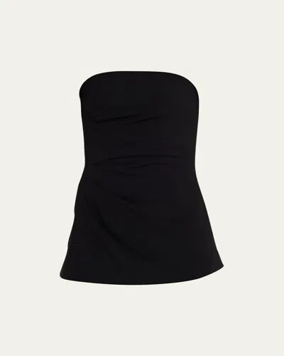 Proenza Schouler Gathered Crepe Strapless Top In Black