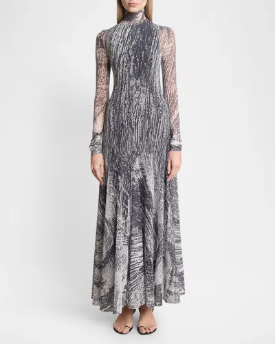 PROENZA SCHOULER GEMMA PRINTED TULLE JERSEY DRESS
