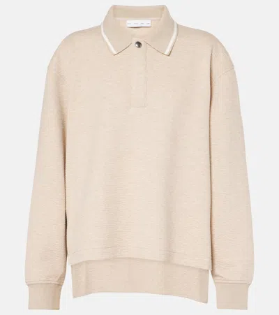 Proenza Schouler Genevieve Cloque Polo Sweater In Beige