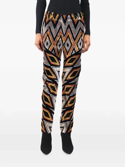 Pre-owned Proenza Schouler Geometric-print Velour Trousers In Black