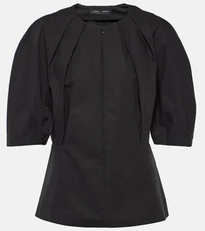 Proenza Schouler Georgia Pintuck Zip-up Top In Black