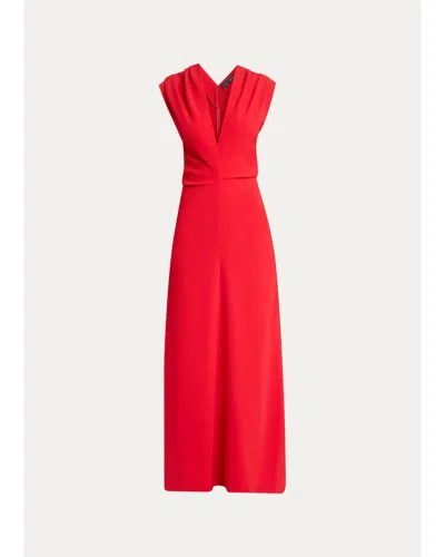 Proenza Schouler Geraldine Plunging Gathered-shoulder Sleeveless Maxi Dress In Multi