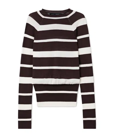 Proenza Schouler Gia Striped Knit Sweater In Black