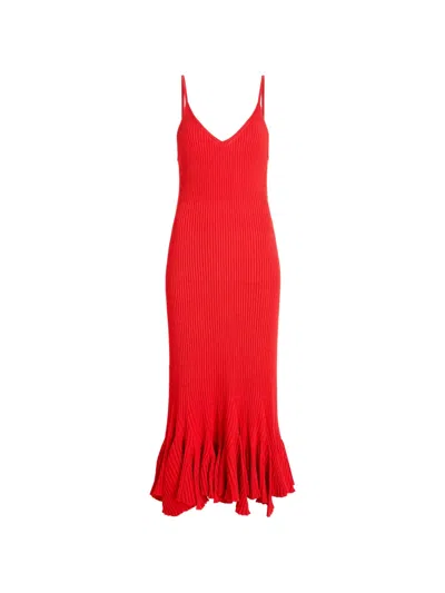 Proenza Schouler Giuditta Flared Ribbed-knit Midi Dress In Red