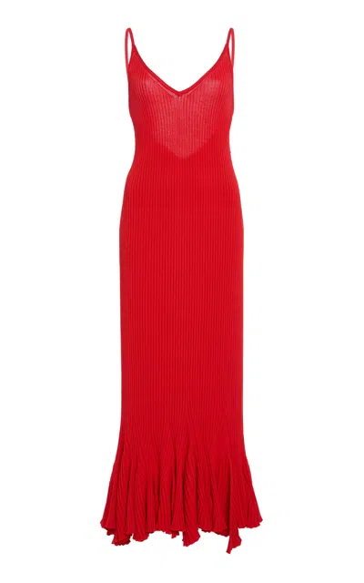 Proenza Schouler Giuditta Ribbed Maxi Dress In Red
