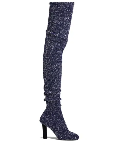 Proenza Schouler Glint 100mm Sequin-embellished Knitted Botos In Blue